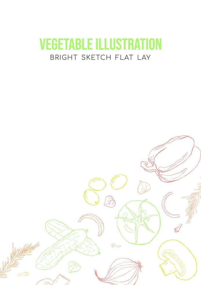 Vegetables sketch art illustration poster with copy space vector