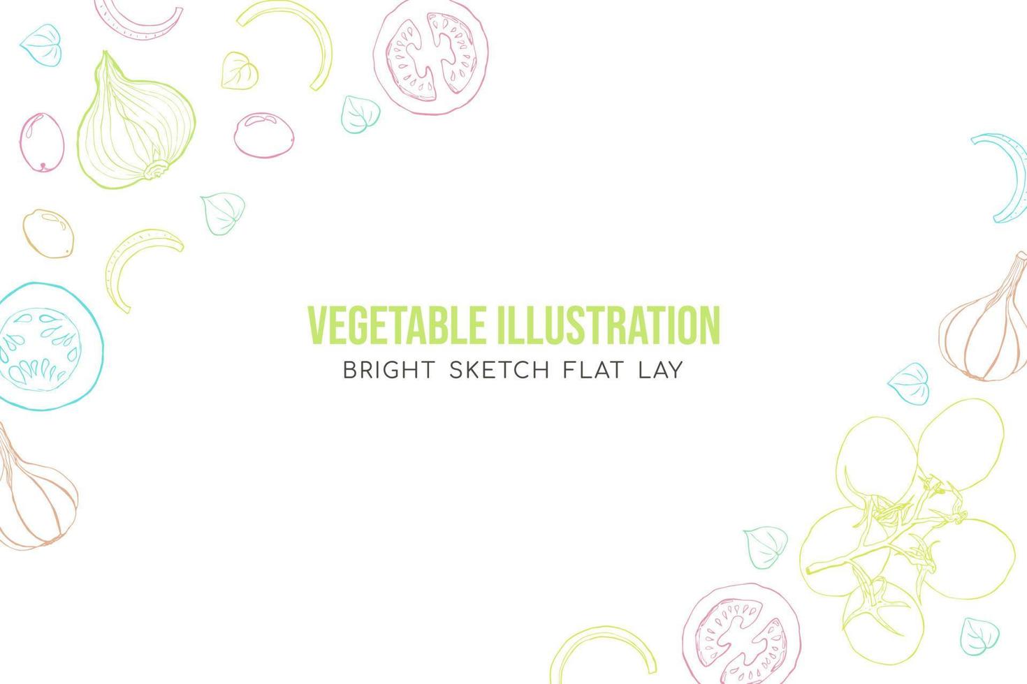 Vegetables sketch art illustration cover composition vector