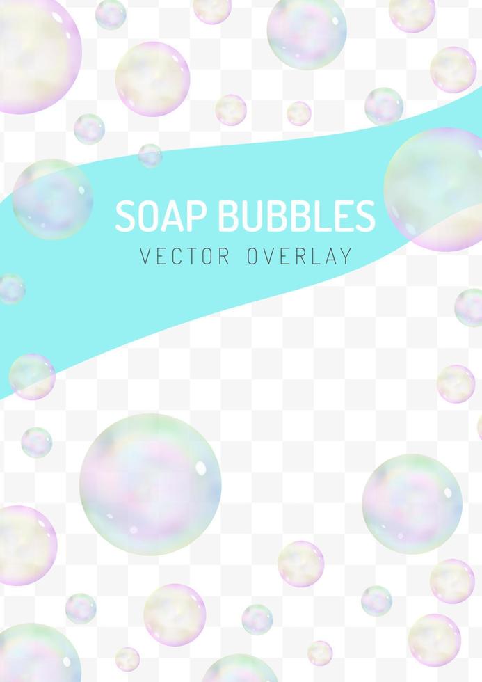 Fun shiny soap bubbles overlay vector