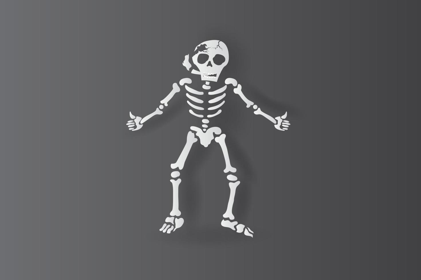3d paper art and craft of Skeleton human smoking with Thumbs up or like concept isolate on black background.The welcome Halloween concept.Picture for print on shirt.pastel color.illustration.vector. vector