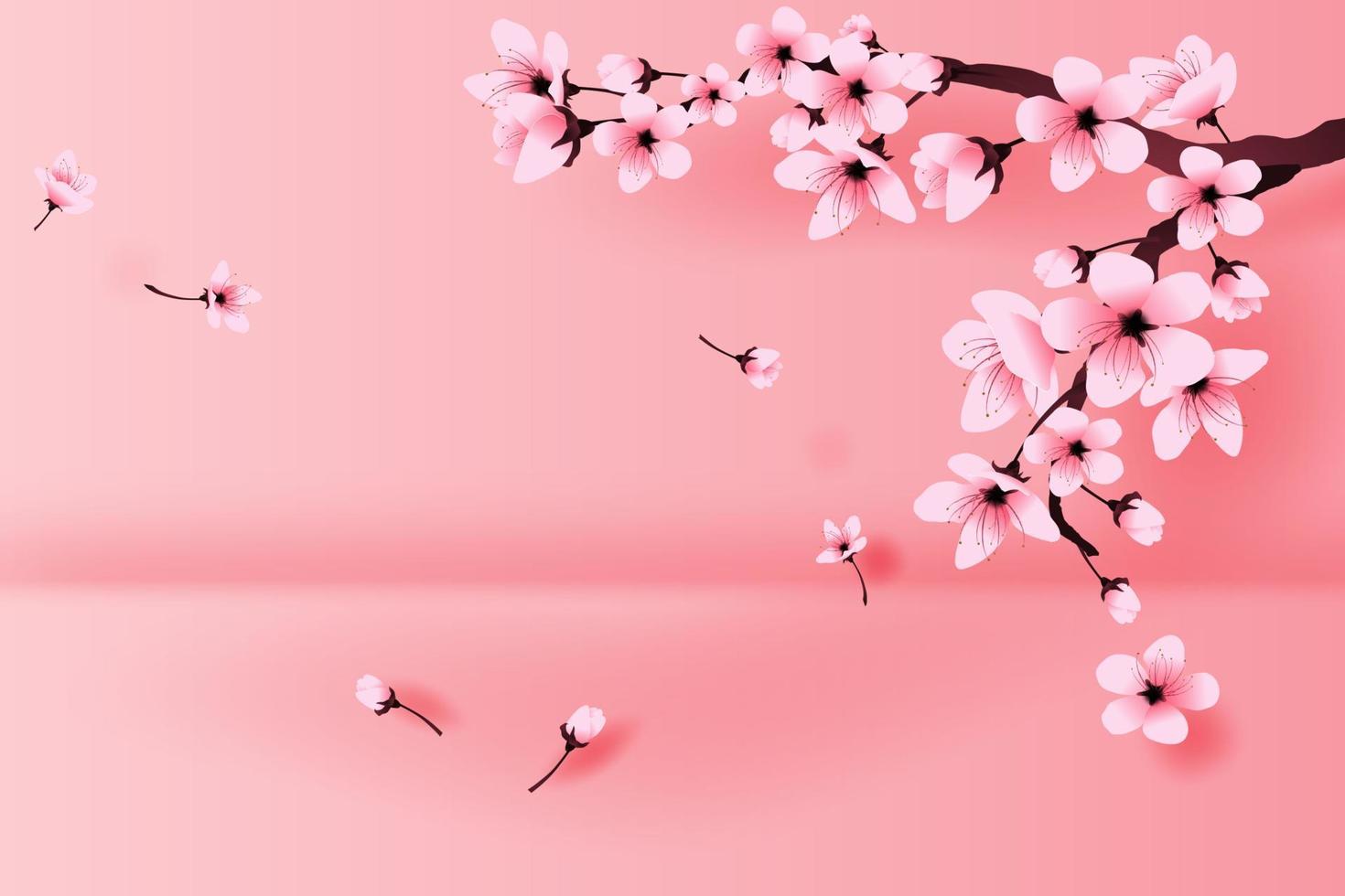 ilustración de papel Arte y arte primavera temporada paisaje por Cereza florecer concepto,primavera con sakura rama, floral Cereza florecer con sitio texto espacio fondo, papel cortar idea vector. vector