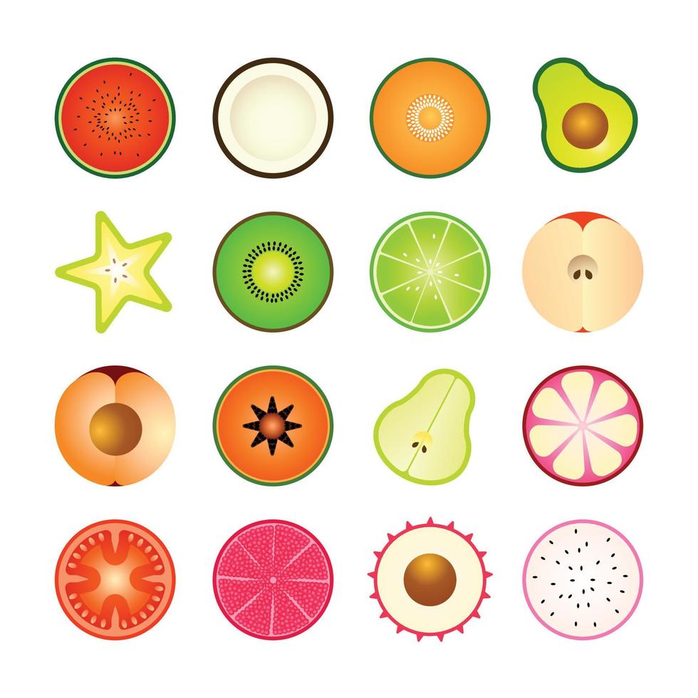 fresh slice fruit collection vector