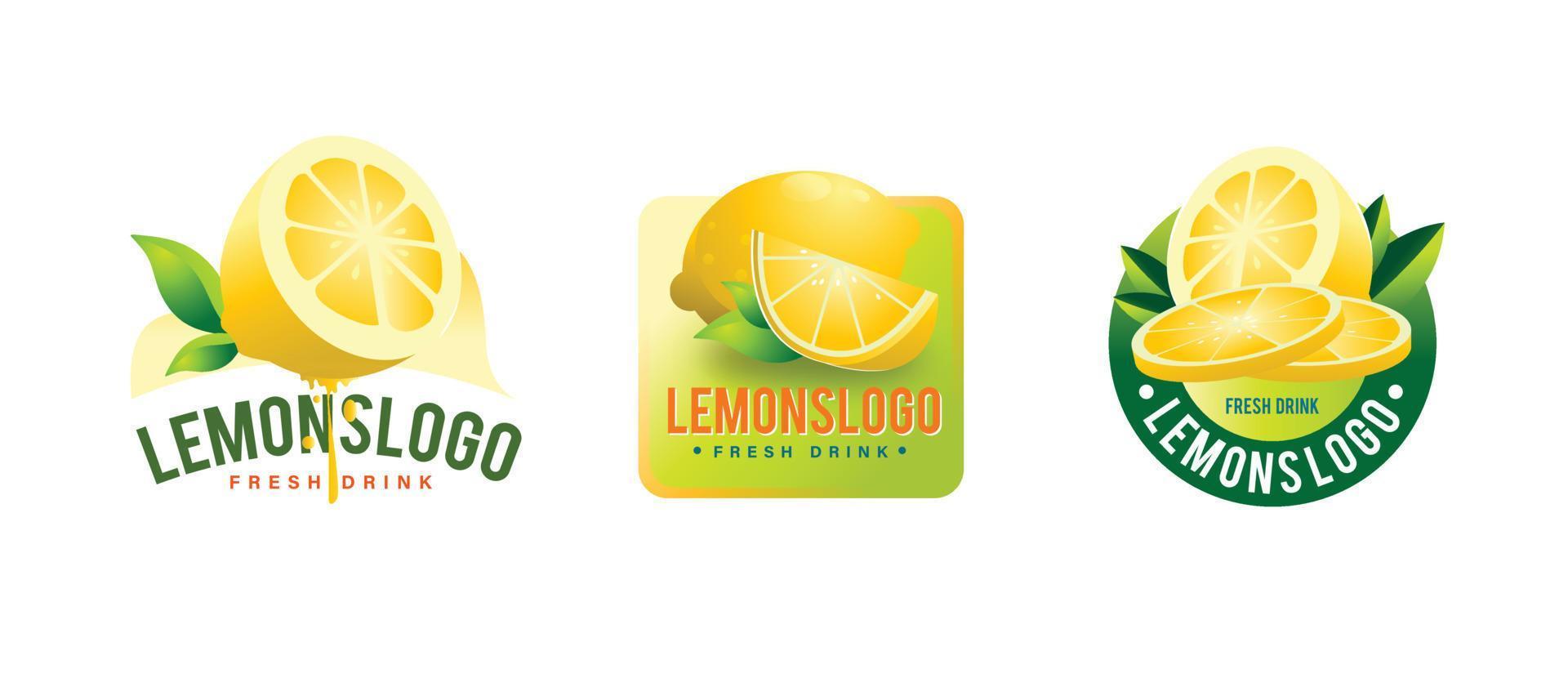 fresh lemons fruit logo template design vector