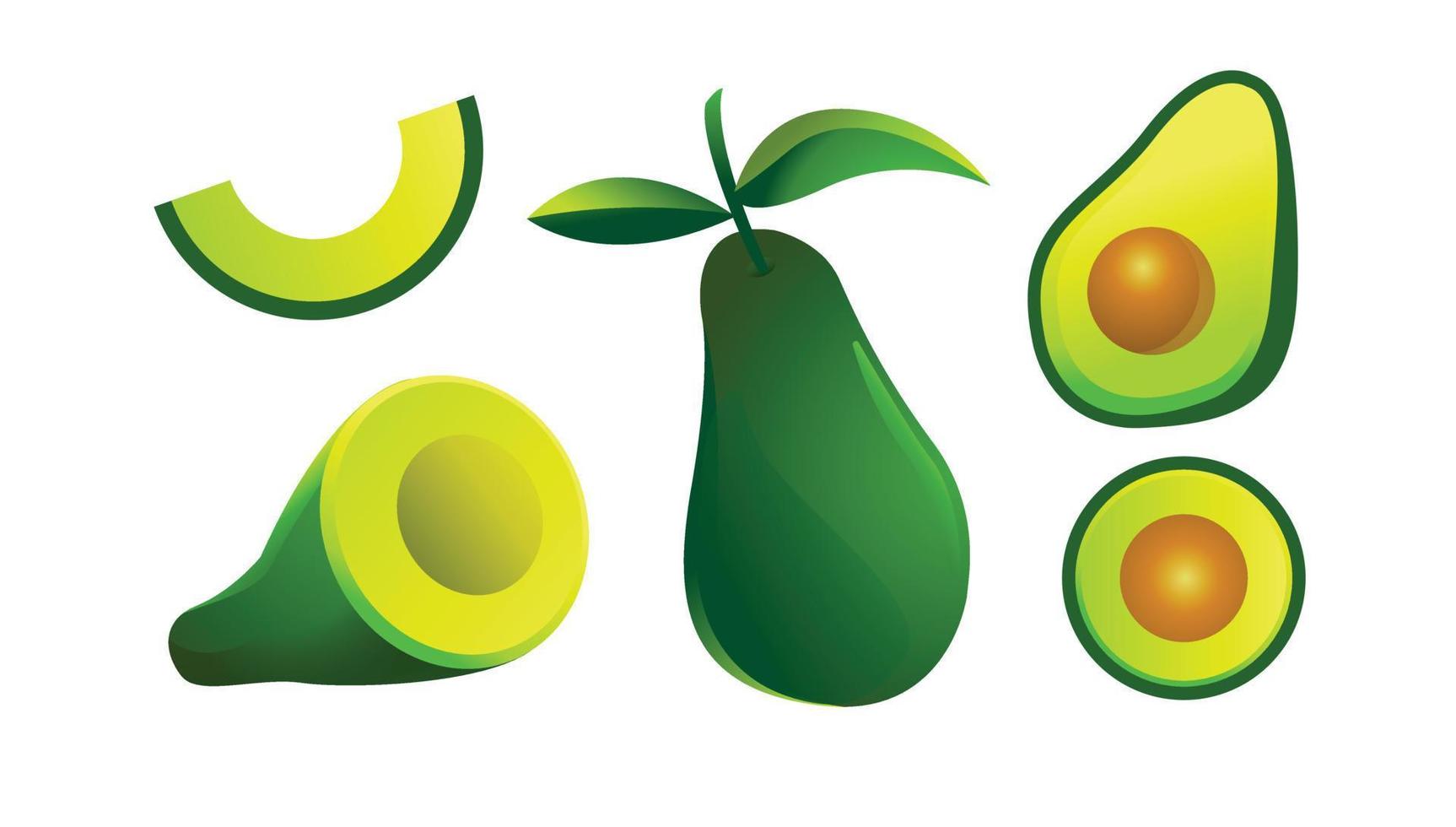 avocado set element design vector