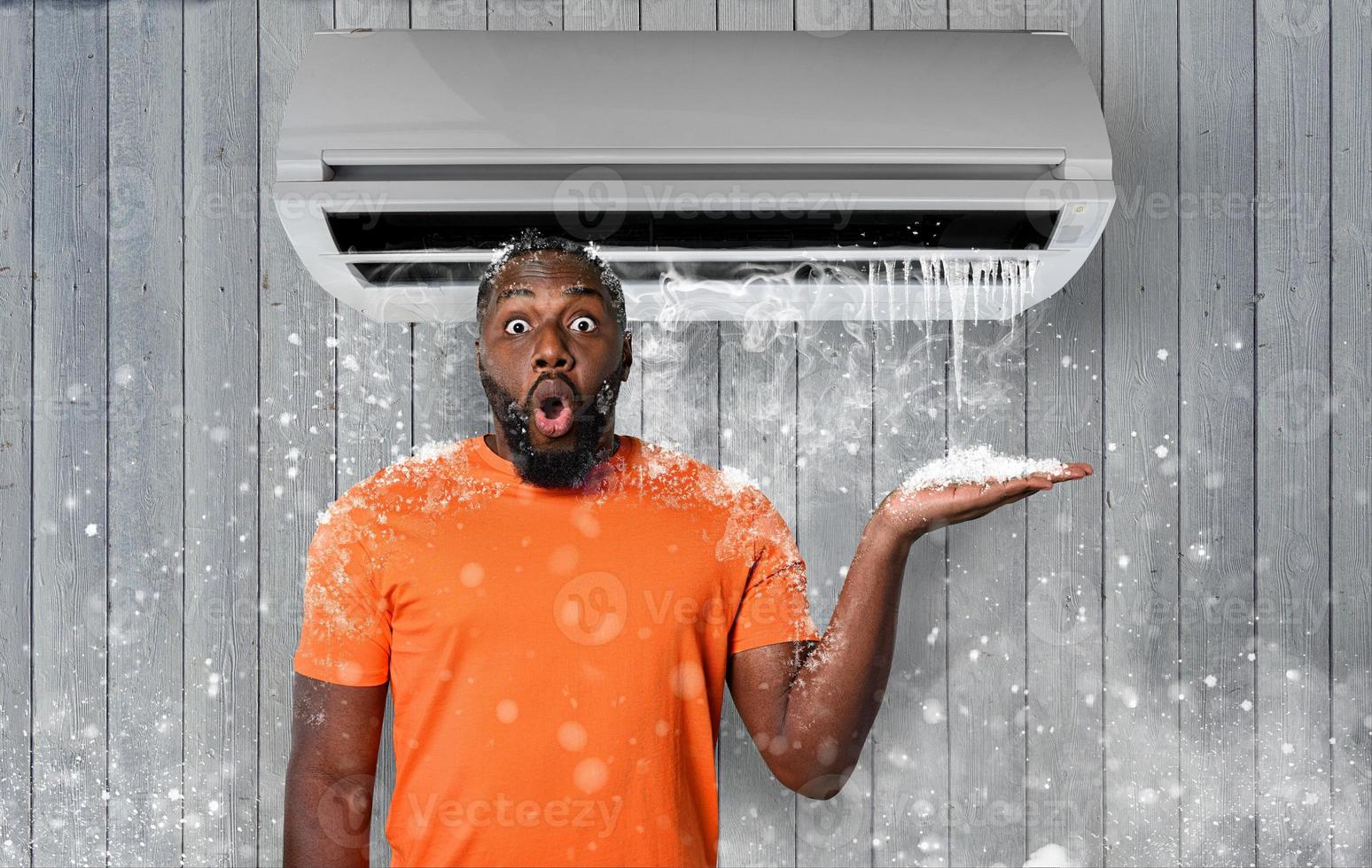 The air conditioner puts very fresh air in the room in a hot day photo