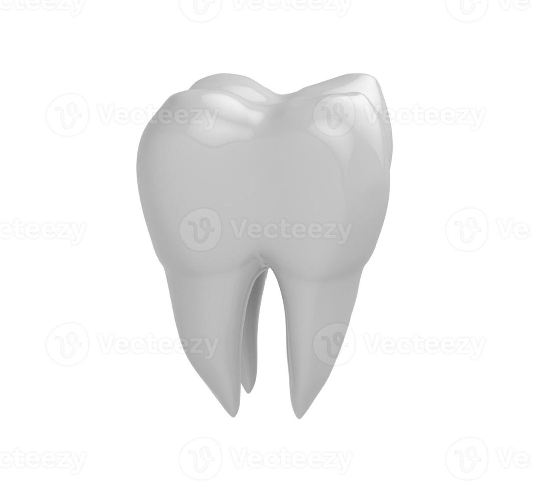 aislado limpiar molar diente en blanco antecedentes. 3d representación foto