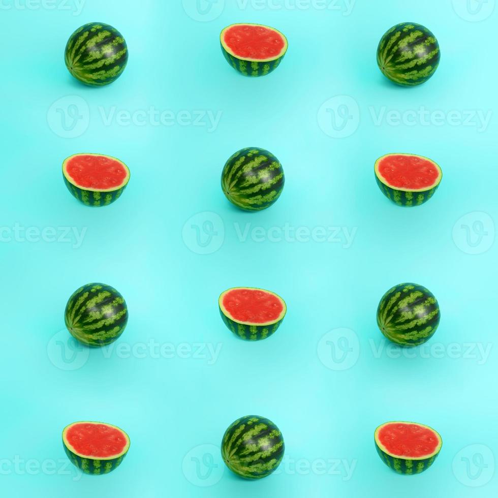 Pattern of summer watermelon on cyan background photo