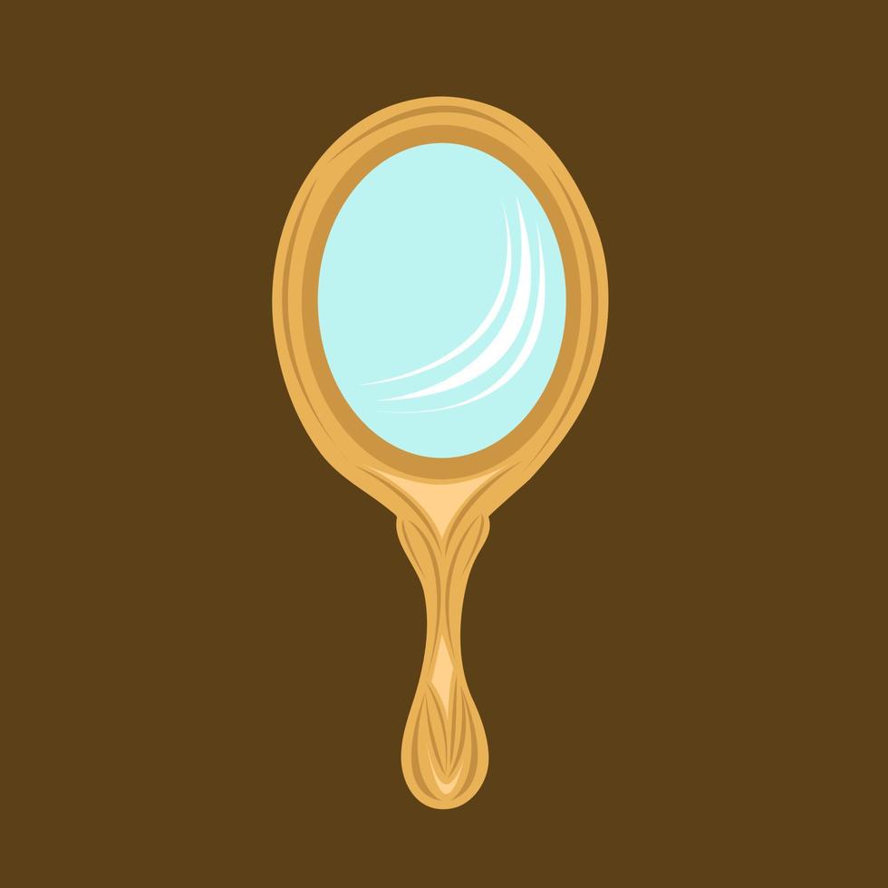 Golden antique mirror vector illustration for graphic design and decorative element