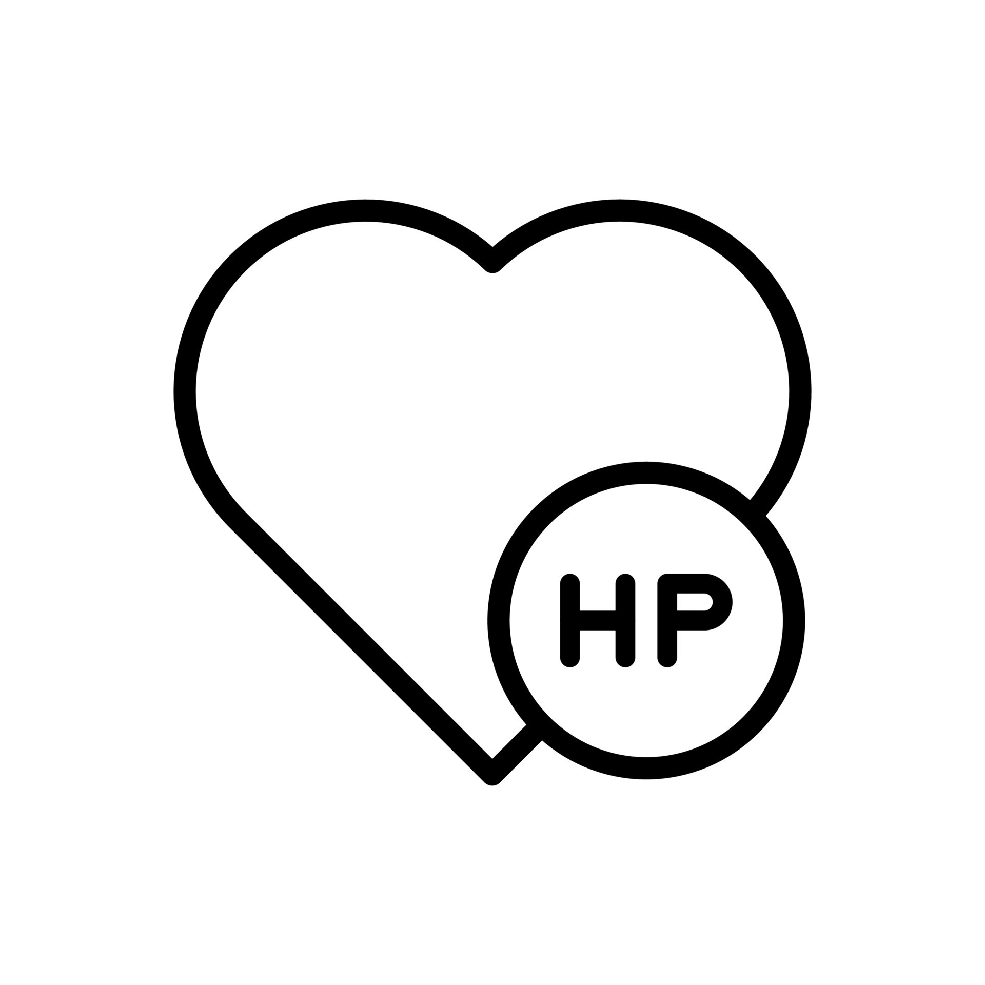 HP, hit points, gaming concept icon in line style design isolated on