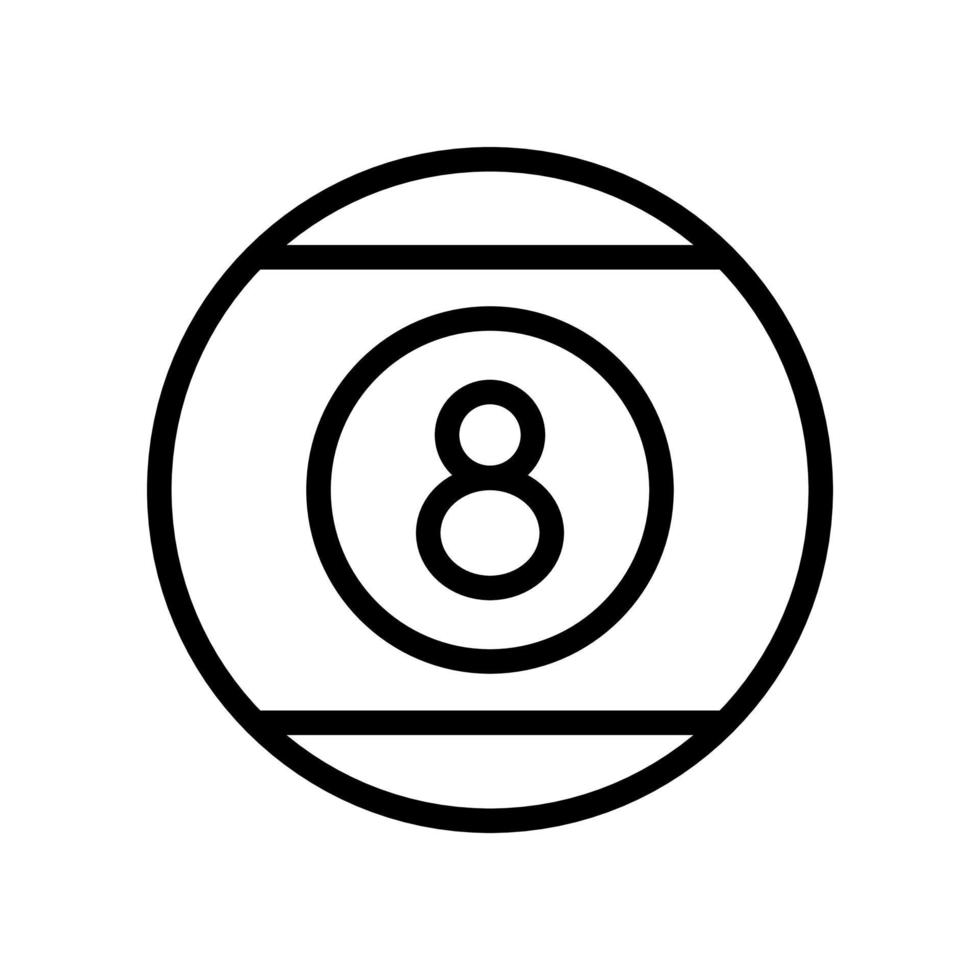Snooker, pool number 8 ball, billiard eight ball icon in line style design isolated on white background. Editable stroke. vector