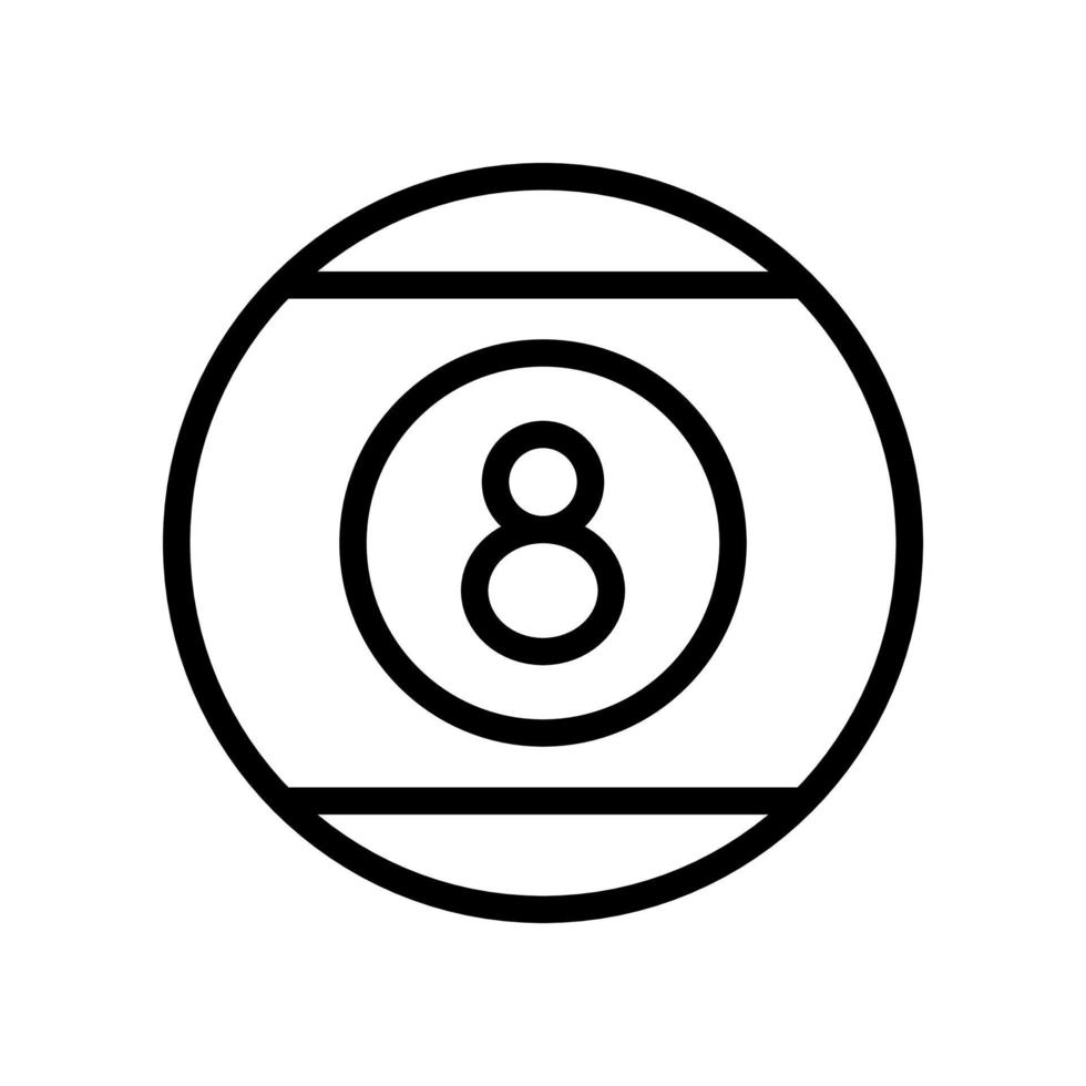 Snooker, pool number 8 ball, billiard eight ball icon in line style design isolated on white background. Editable stroke. vector