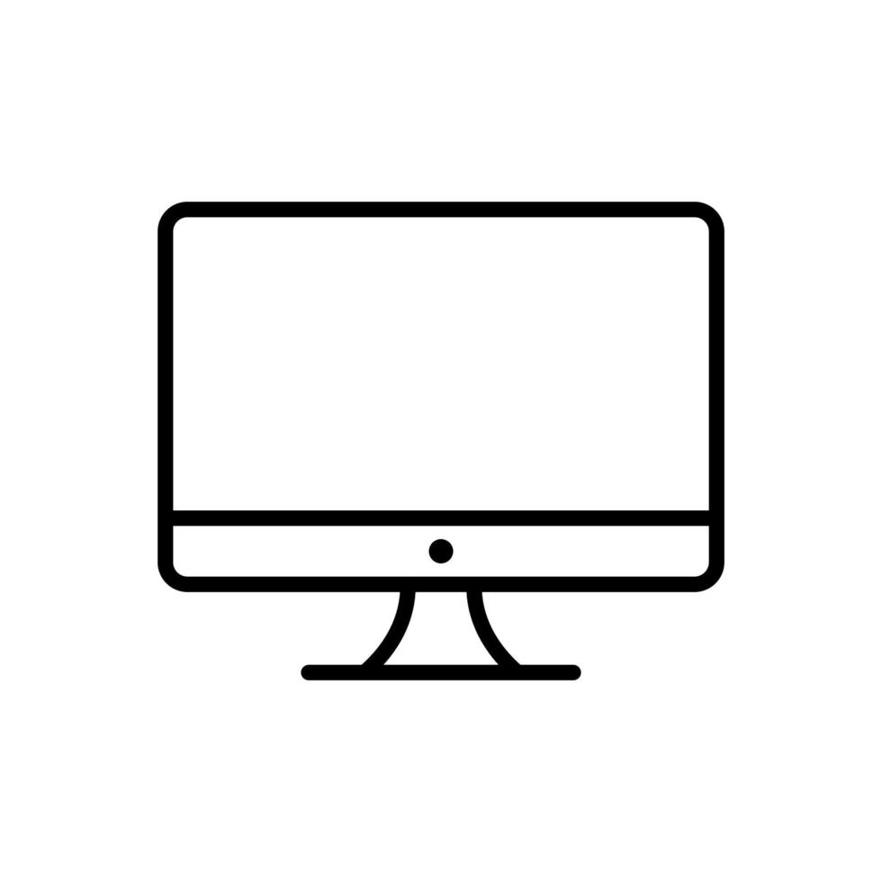 Computer, monitor screen, desktop display icon in line style design isolated on white background. Editable stroke. vector