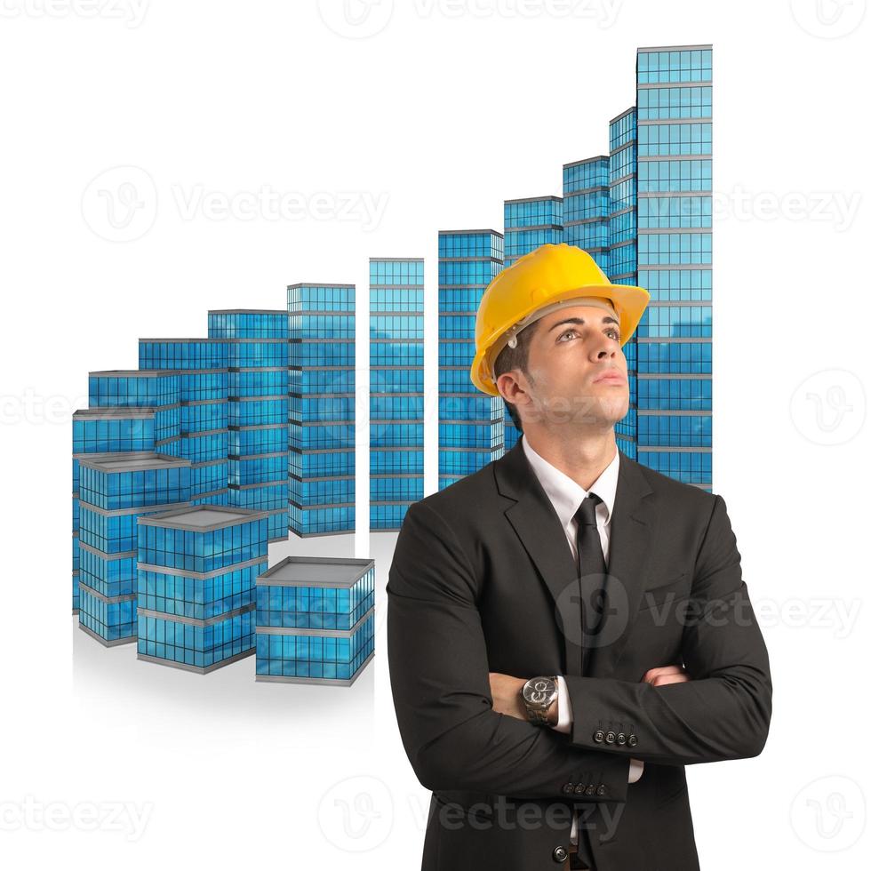 Architect designs success ladder photo