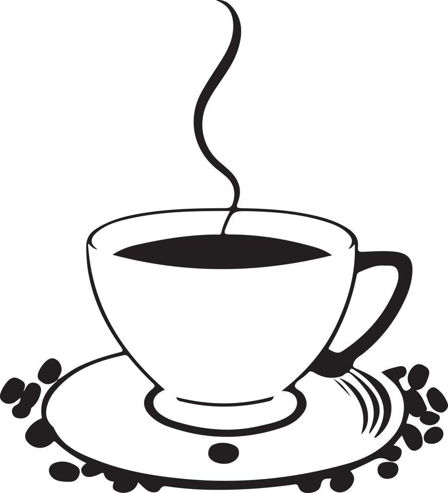 Minimalist Black and White Cup of Tea or Coffee with Steam vector