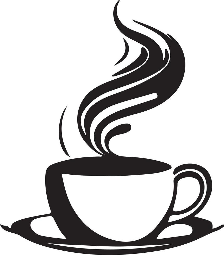 Minimalist Black and White Cup of Tea or Coffee with Steam vector