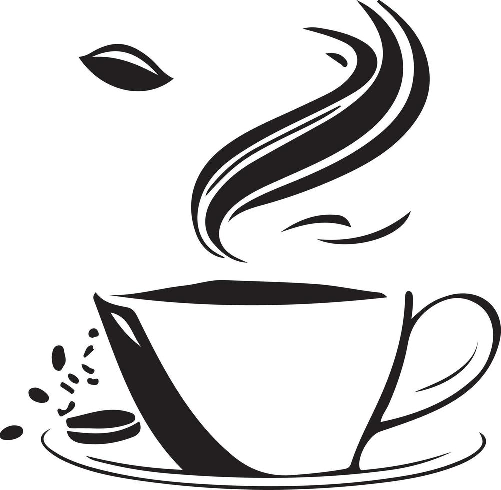 Minimalist Black and White Cup of Tea or Coffee with Steam vector