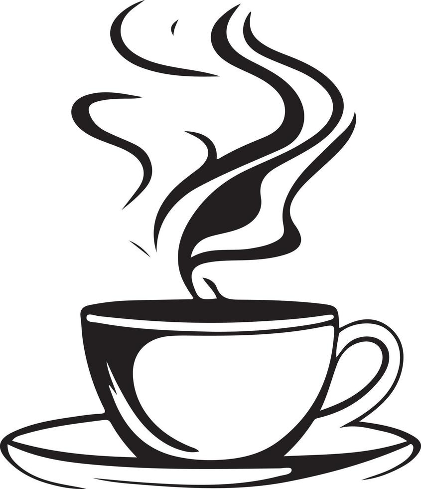 Minimalist Black and White Cup of Tea or Coffee with Steam vector