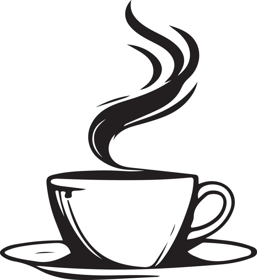 Minimalist Black and White Cup of Tea or Coffee with Steam vector