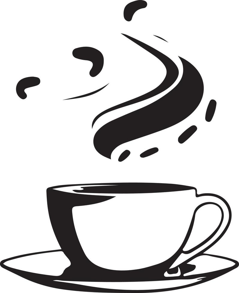 Minimalist Black and White Cup of Tea or Coffee with Steam vector