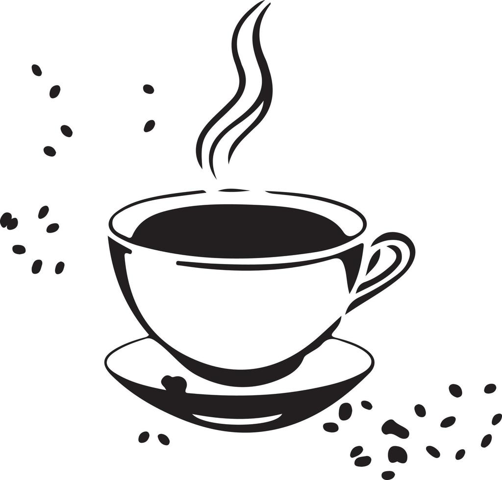 Minimalist Black and White Cup of Tea or Coffee with Steam vector