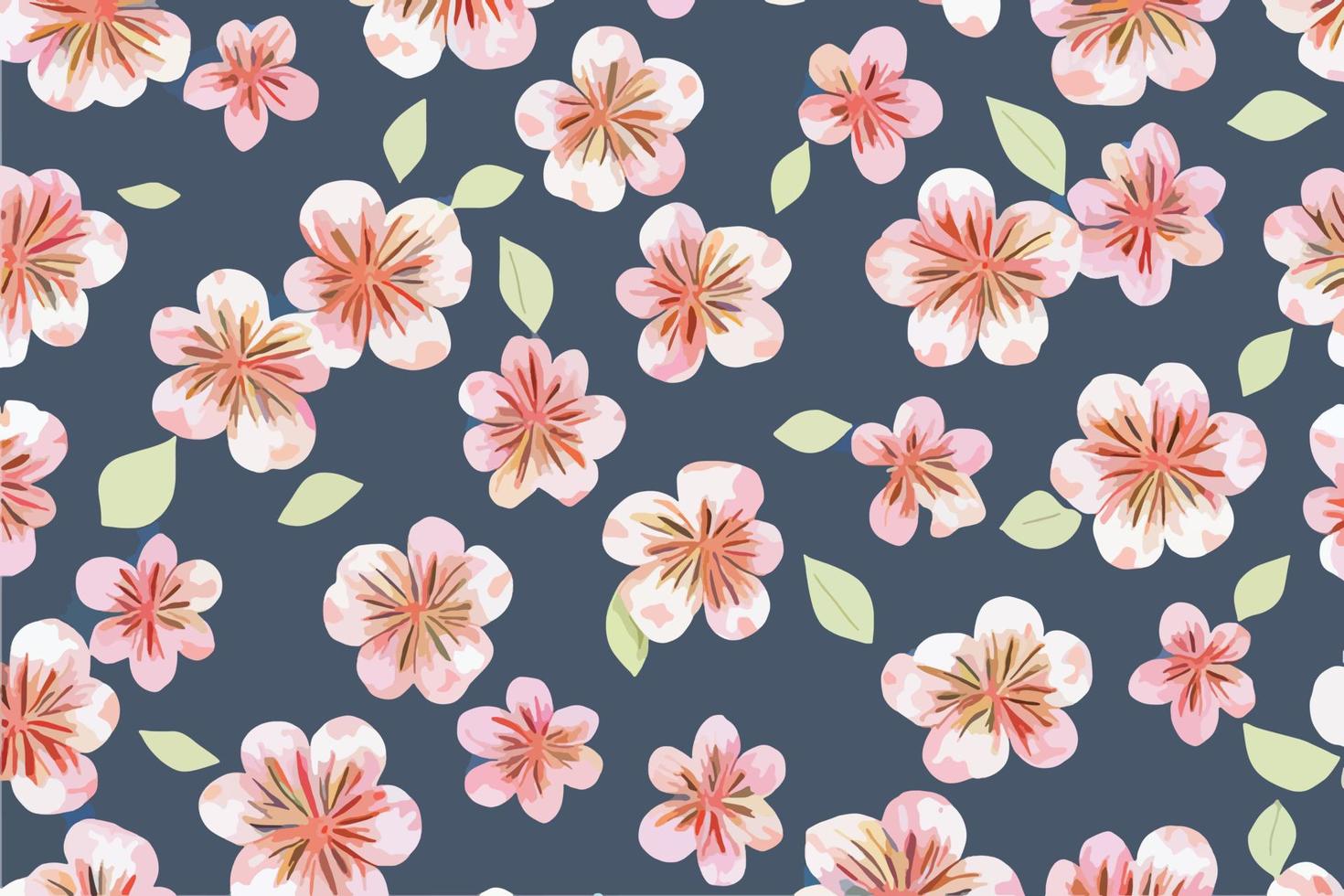 Elegant Floral Seamless Pattern on Dark Background vector