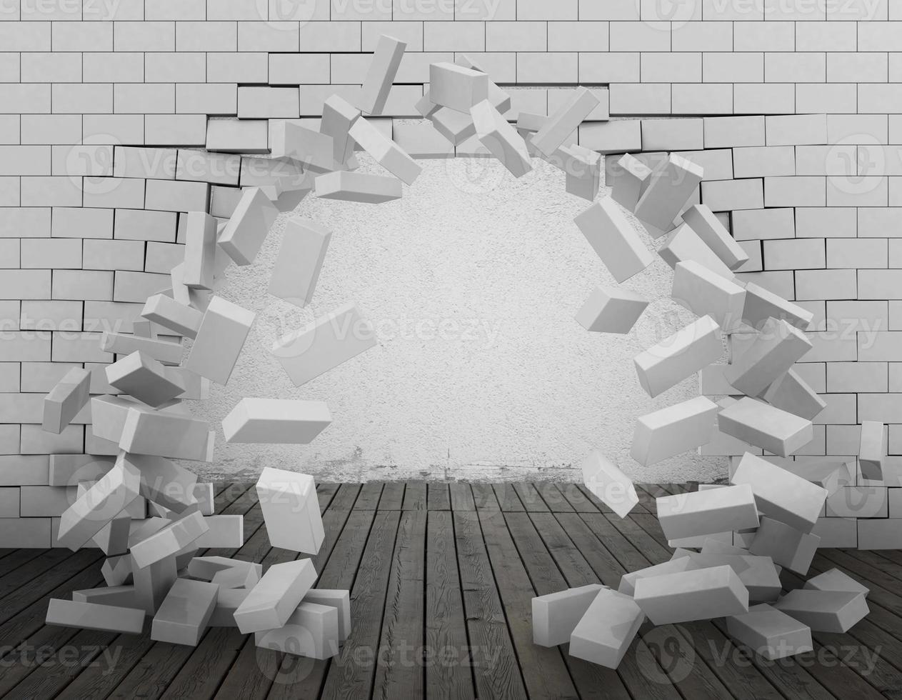 Tear down a wall 3d rendering photo
