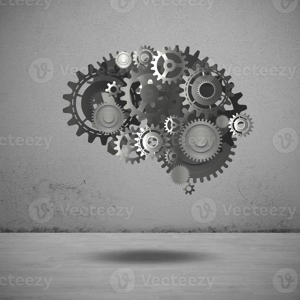 Gears mechanism brain 3D Rendering photo