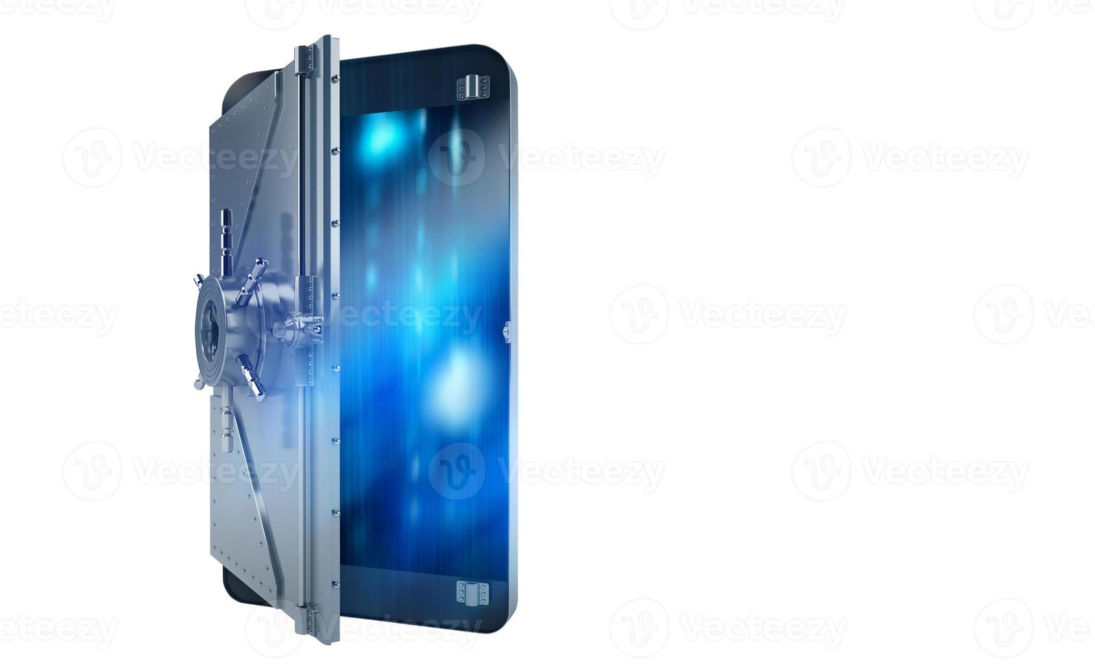 Safe cellphone from hacker attack like a strongbox. 3D Rendering photo