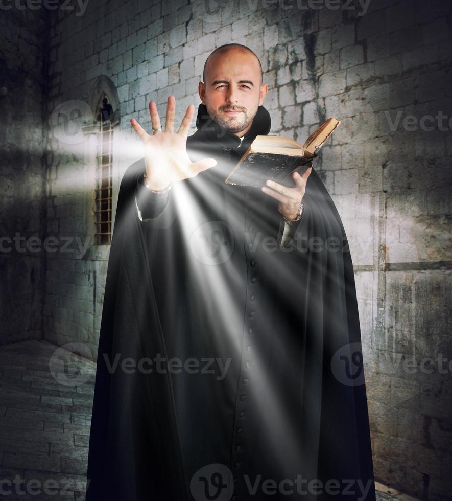 Priest gives off light photo