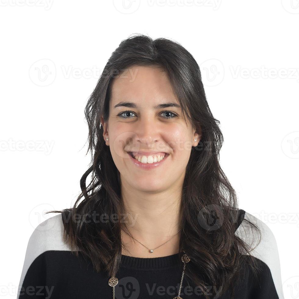 Simple young woman face smiling and optimistic photo