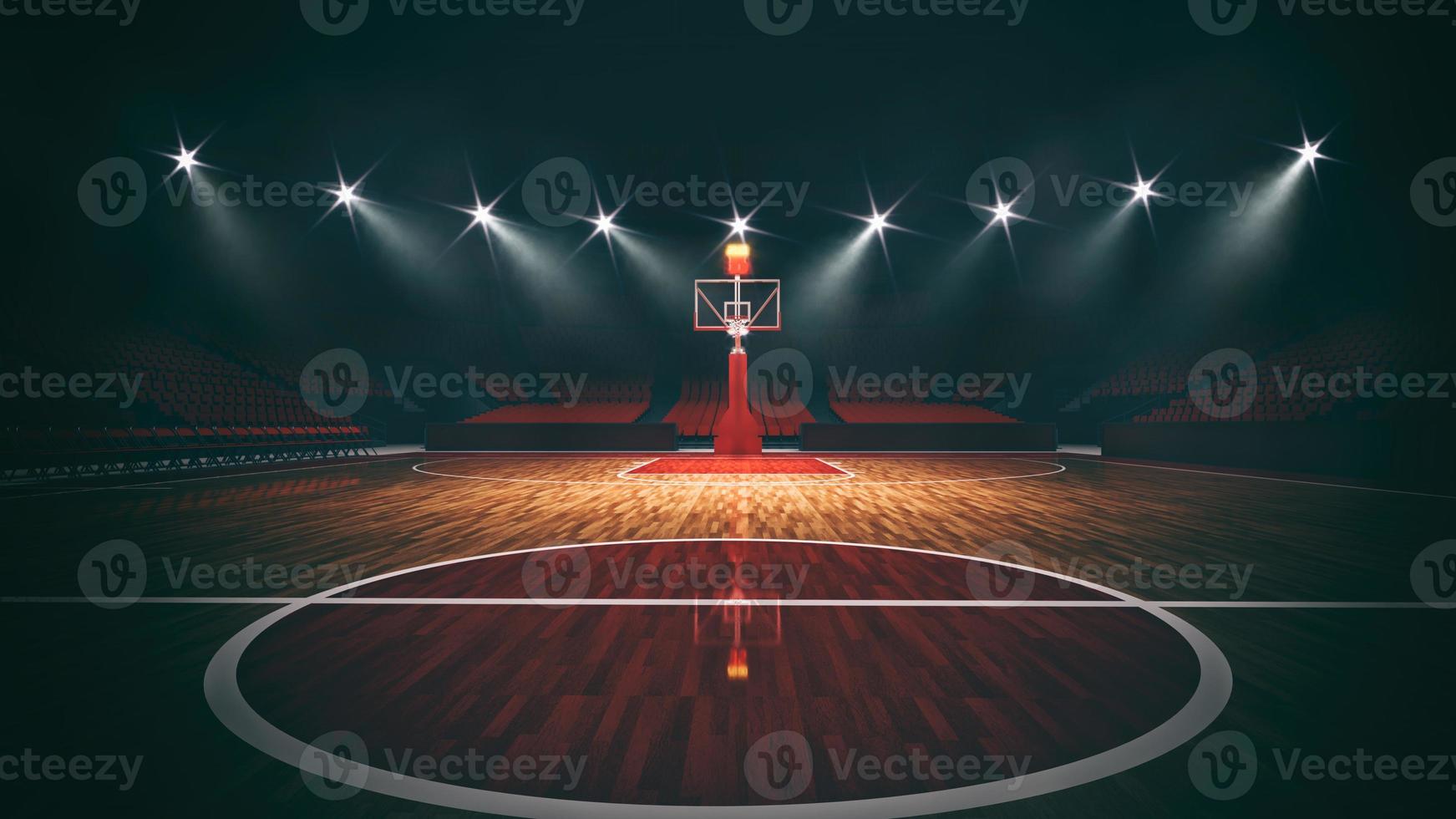 interior ver de un iluminado baloncesto estadio para un juego foto