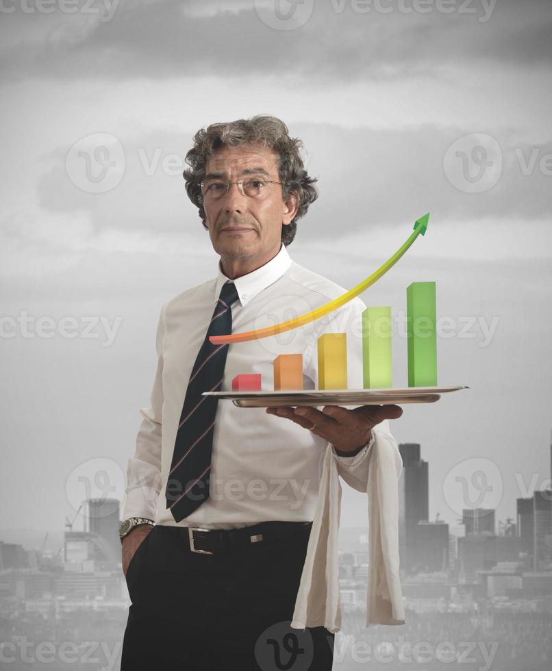 Businessman and positive statistics photo