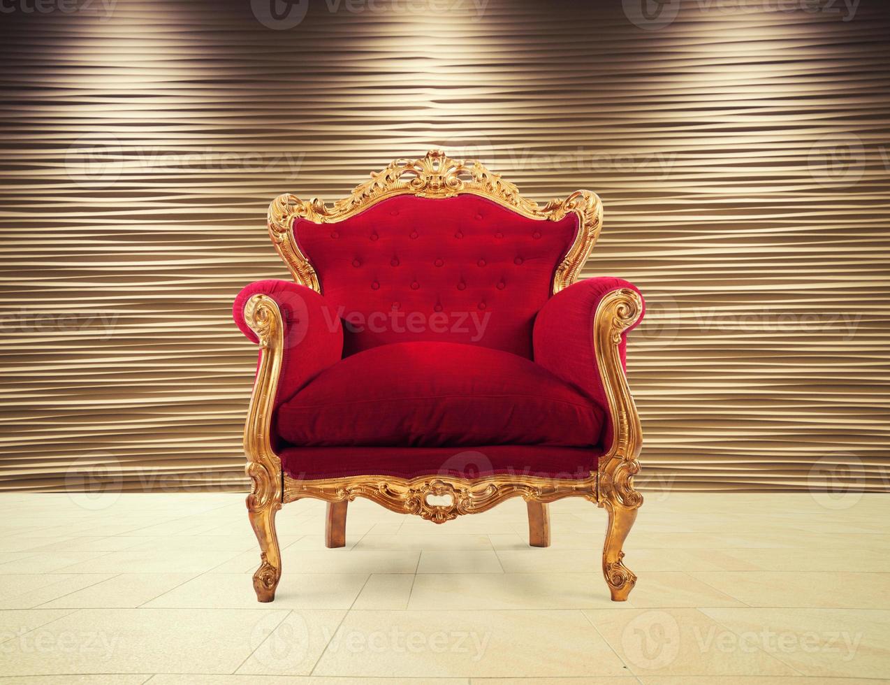 Red and gold luxury armchair. concept of success and glory photo
