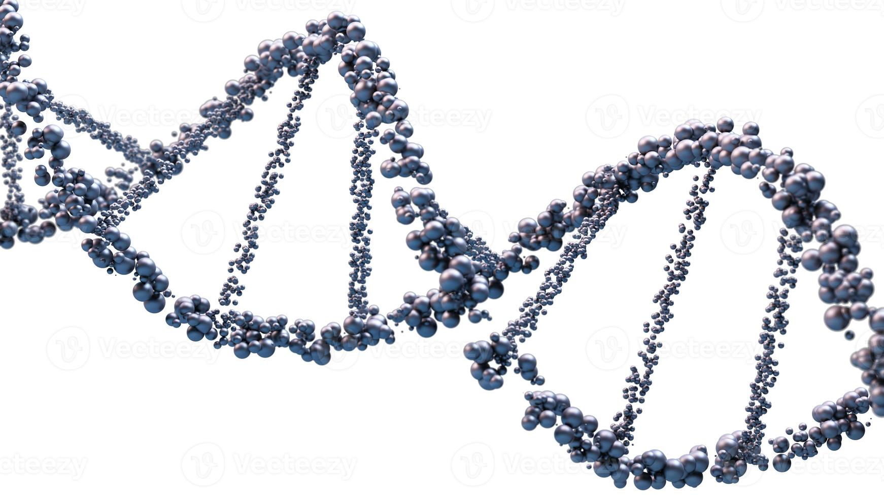 Dna structure seen under a microscope. genetic information molecules. 3d render photo