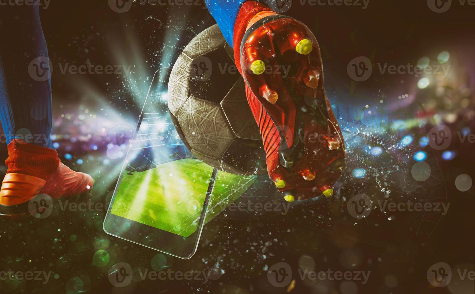 Watch a live sports event on your mobile device. Betting on football matches photo