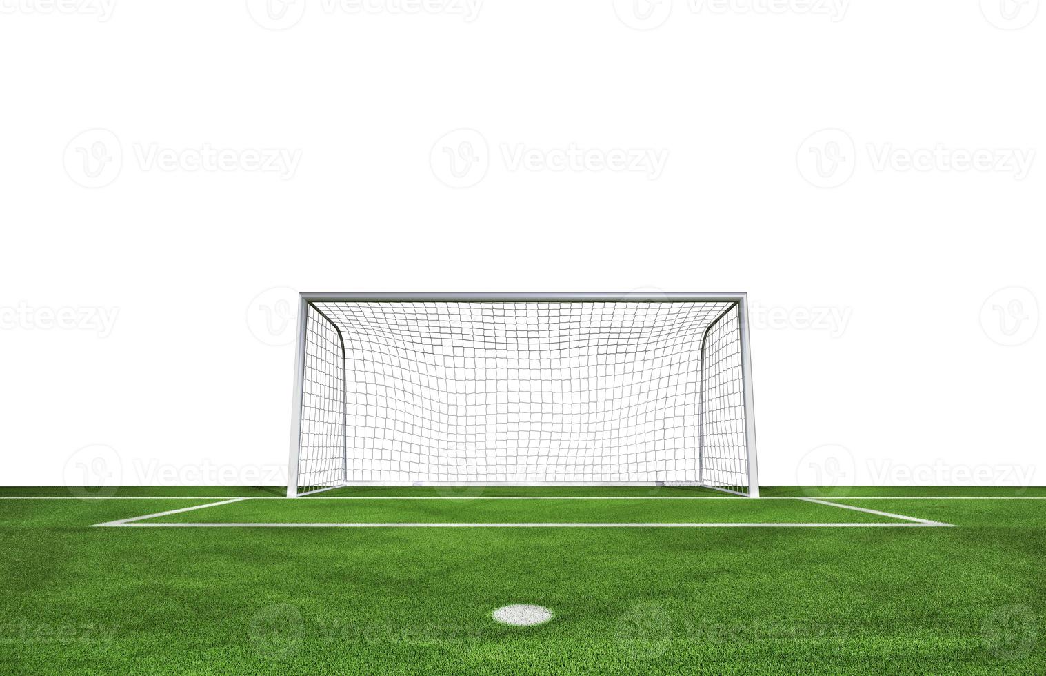 Football goal at the stadium with green grass photo
