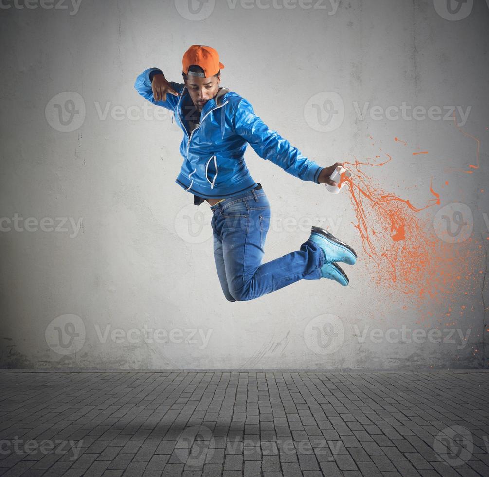 Jump and color photo