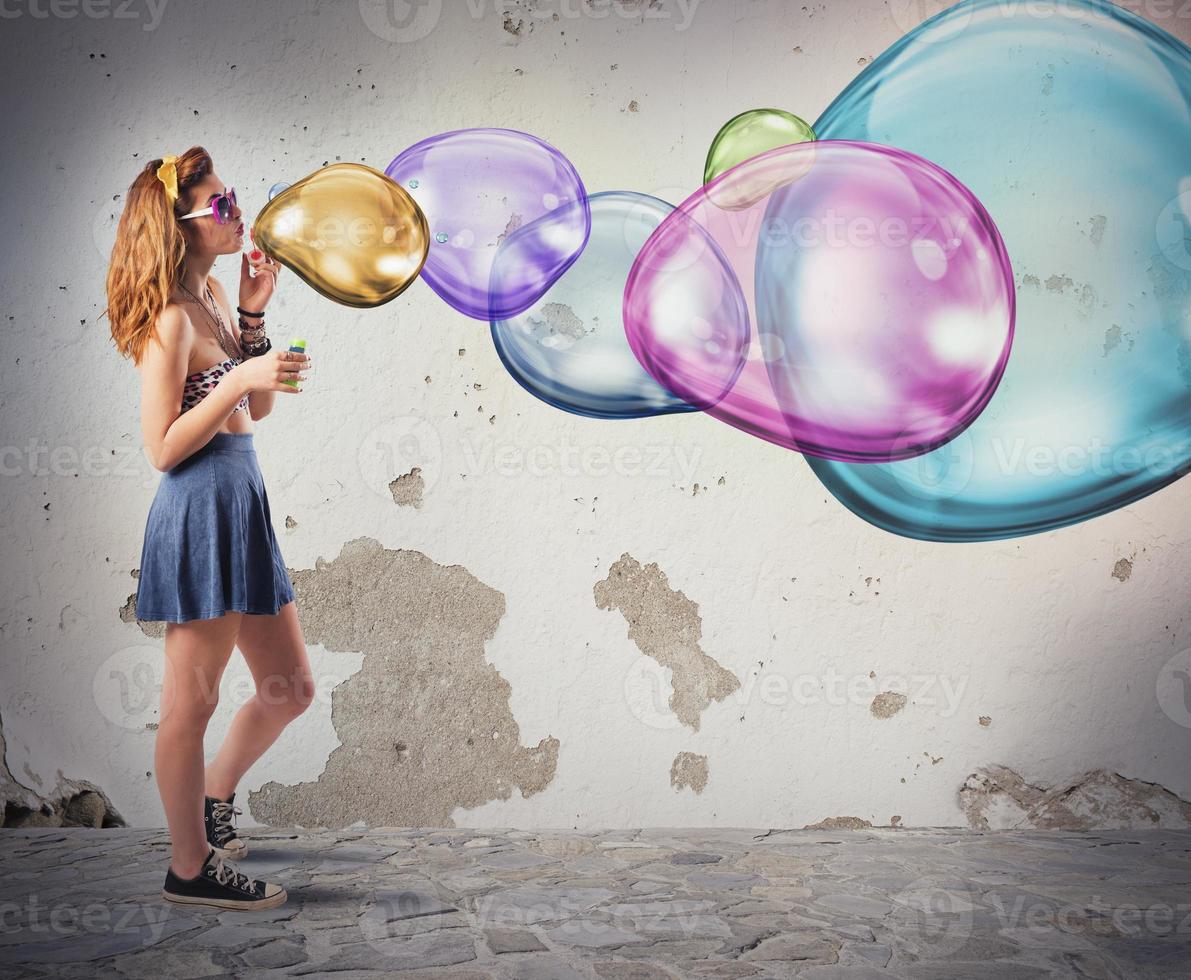 Colorful soap bubbles photo