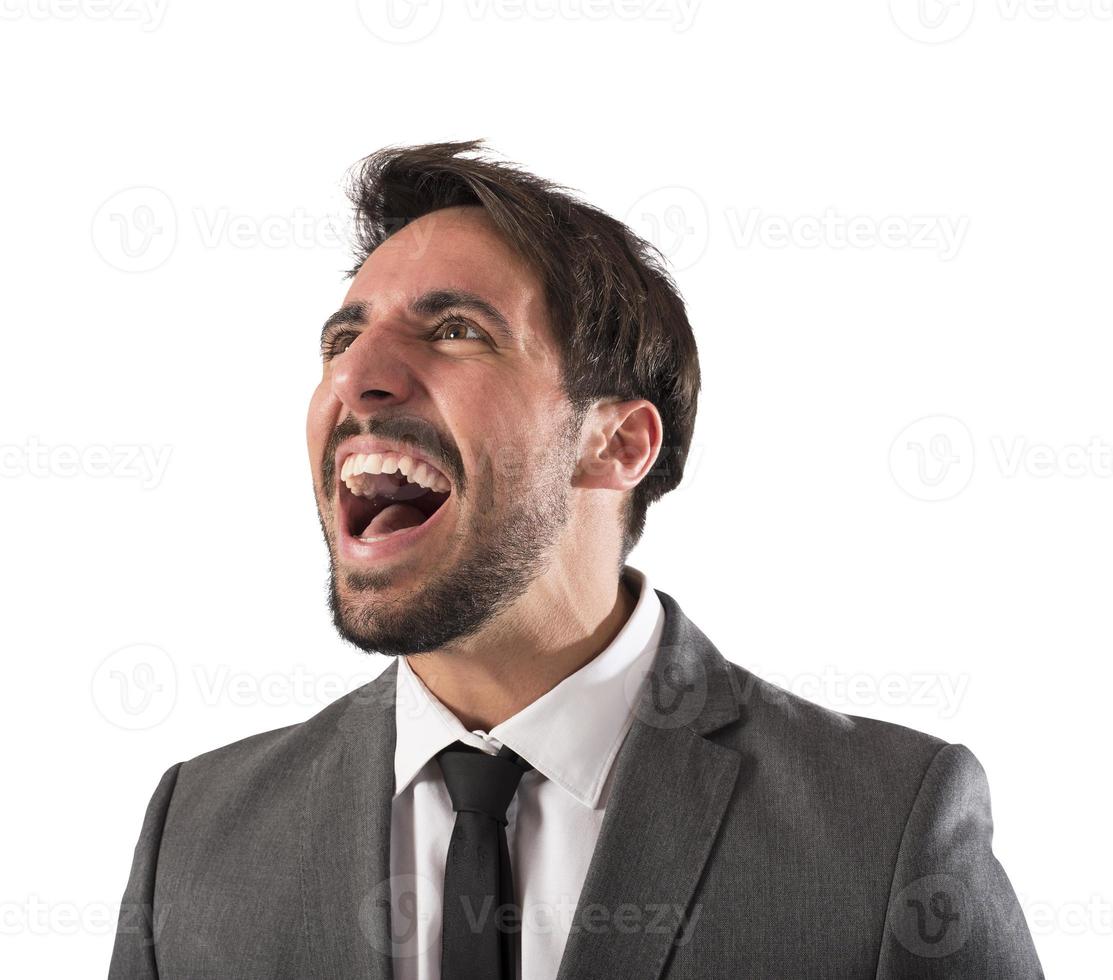 Desperate businessman screams photo