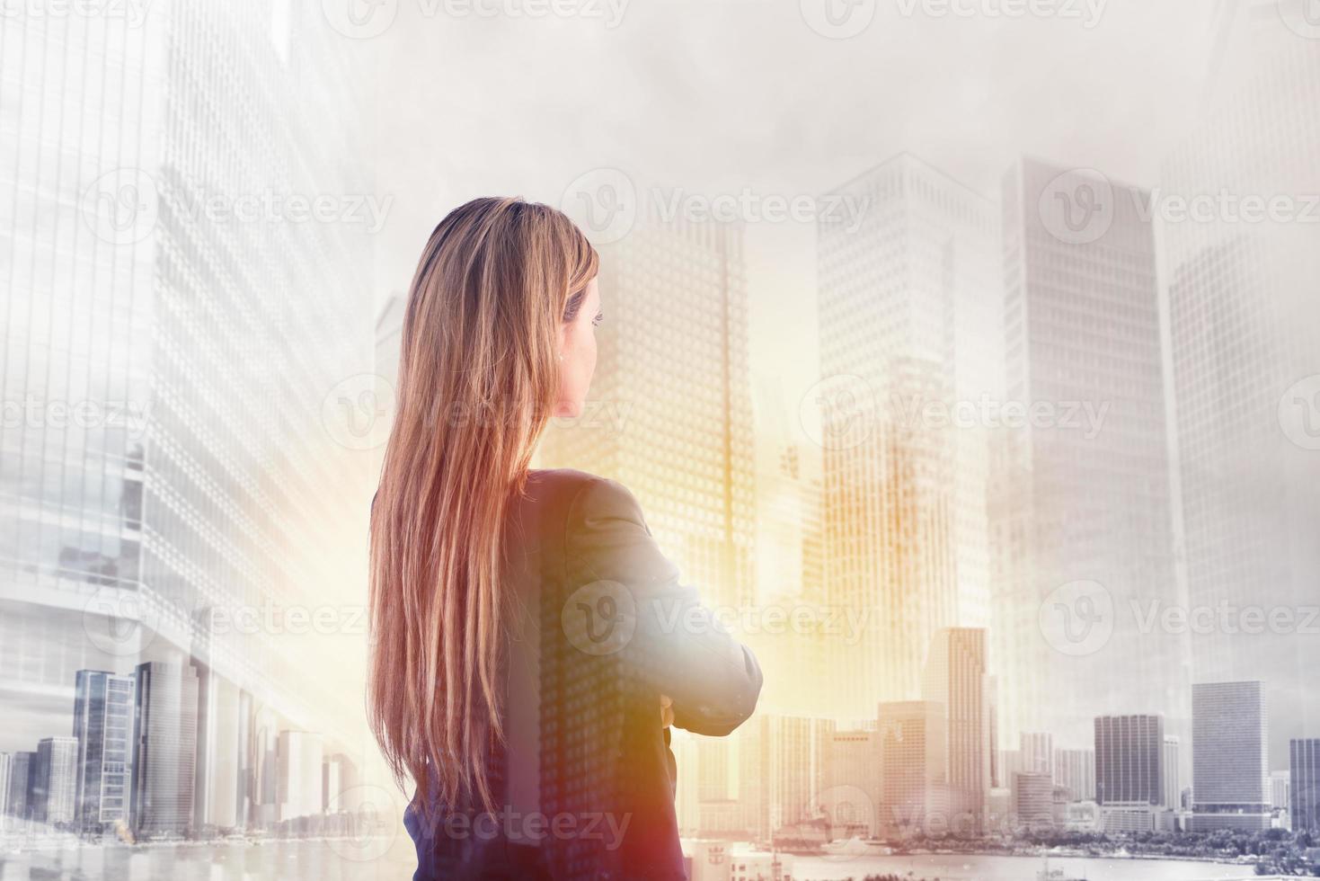 Businesswoman looks far for the future photo