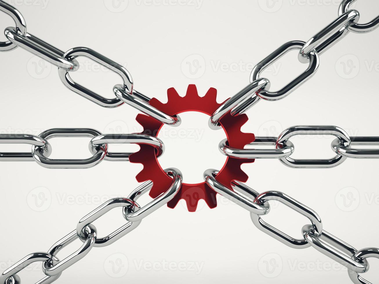 Cooperation business concept with chains. mixed media photo
