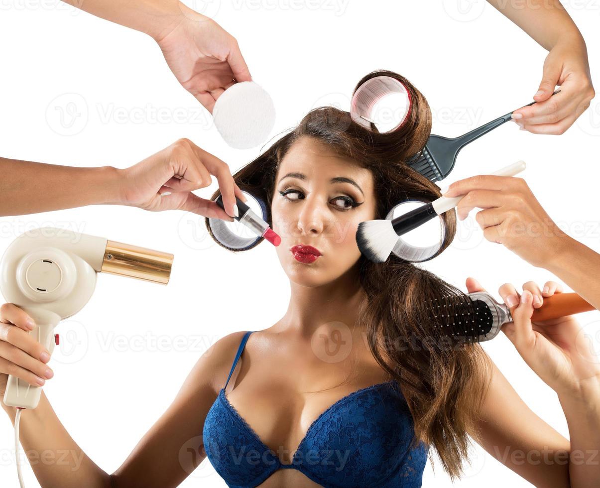 Make-up and hairstyle photo