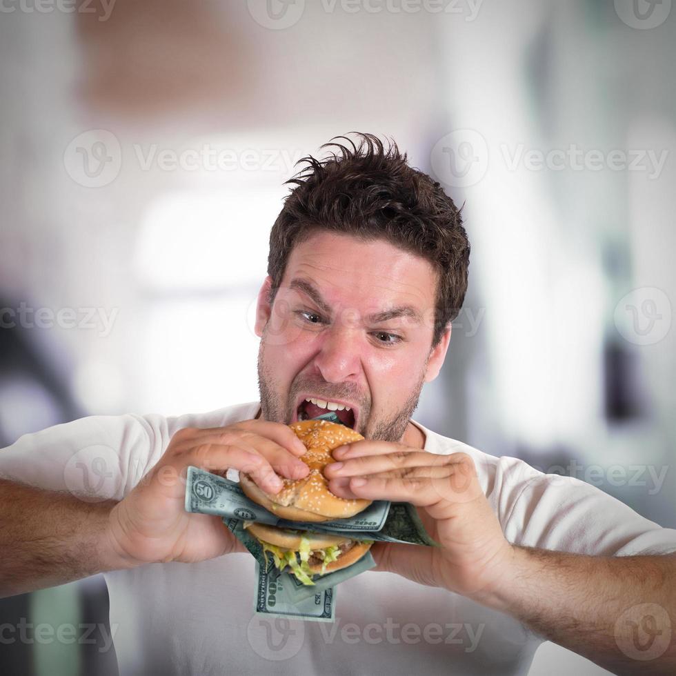 Greedy and fat businessman photo