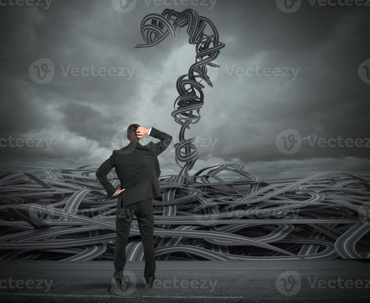 Difficult choices of a businessman due to crisis. 3D Rendering photo