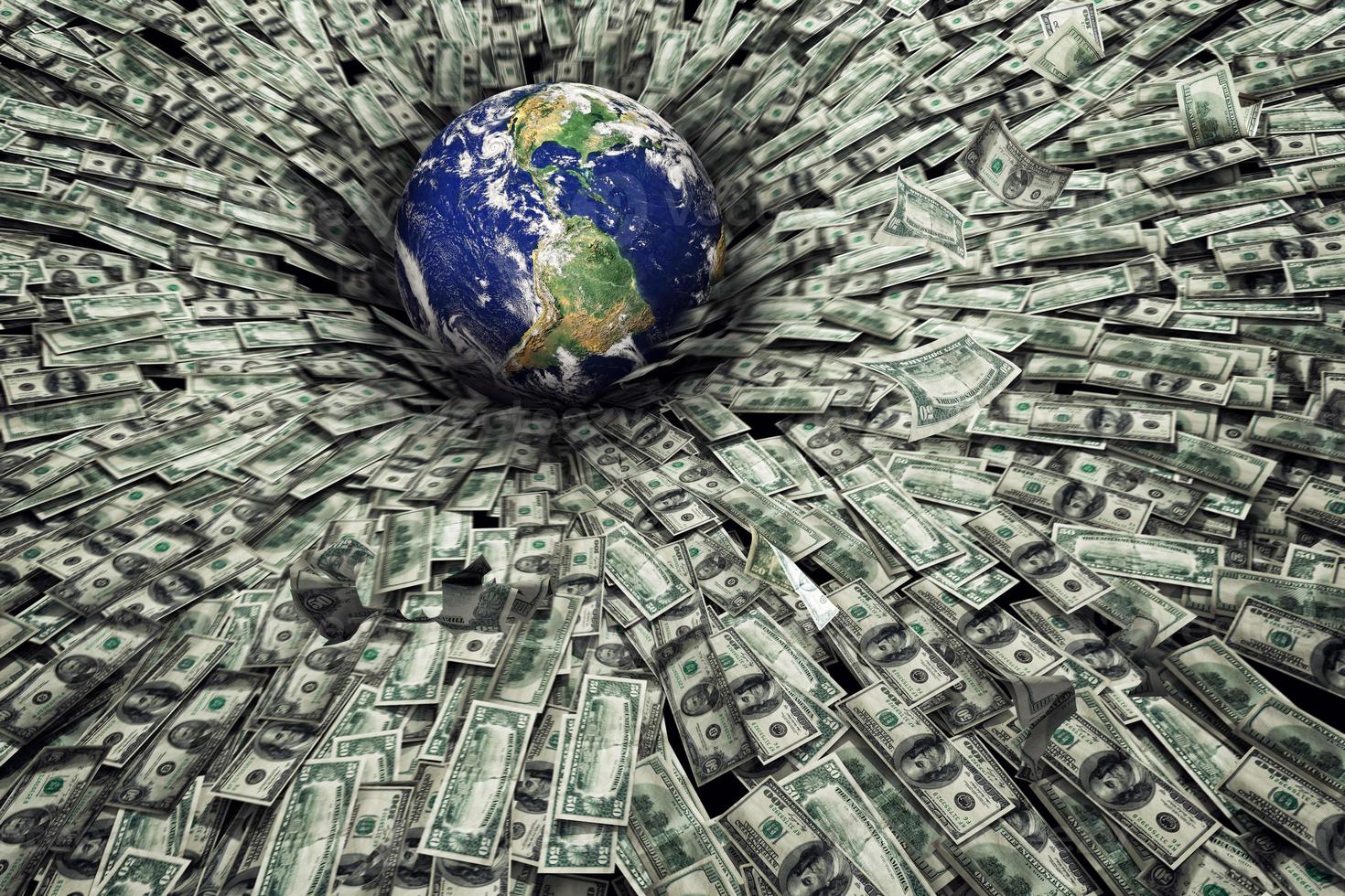 Worldwide problem of economic recession and crisis. Earth provided by NASA photo