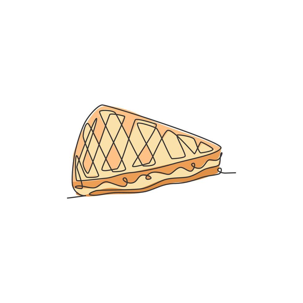 Single continuous line drawing sweet waffles store logo label. Emblem breakfast food restaurant concept. Modern one line draw design garphic vector illustration for cafe, shop or food delivery service