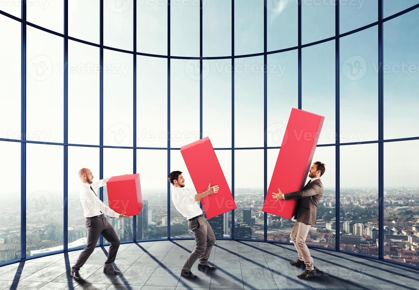 Business team supports company photo