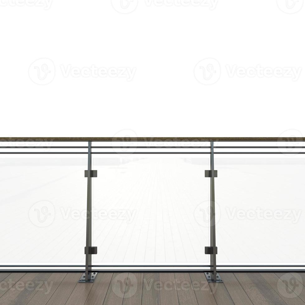 Image of balcony railing outside of a property. 3d rendering photo