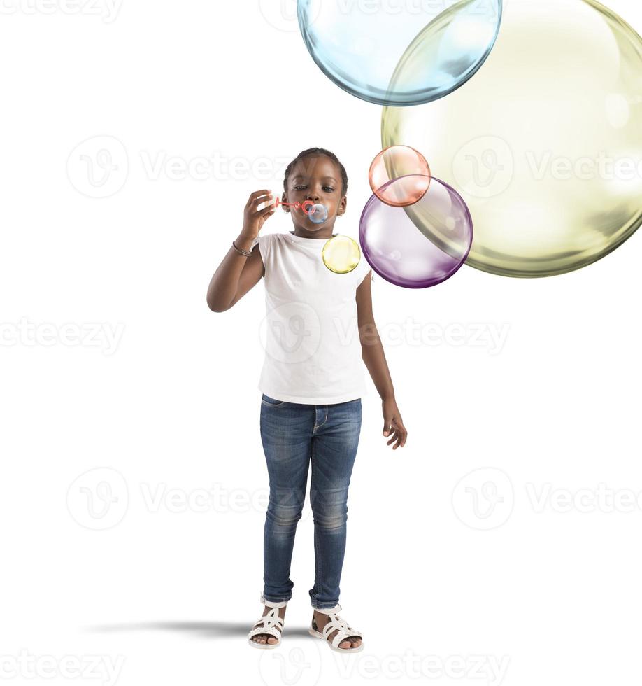 Colourful soap bubbles photo