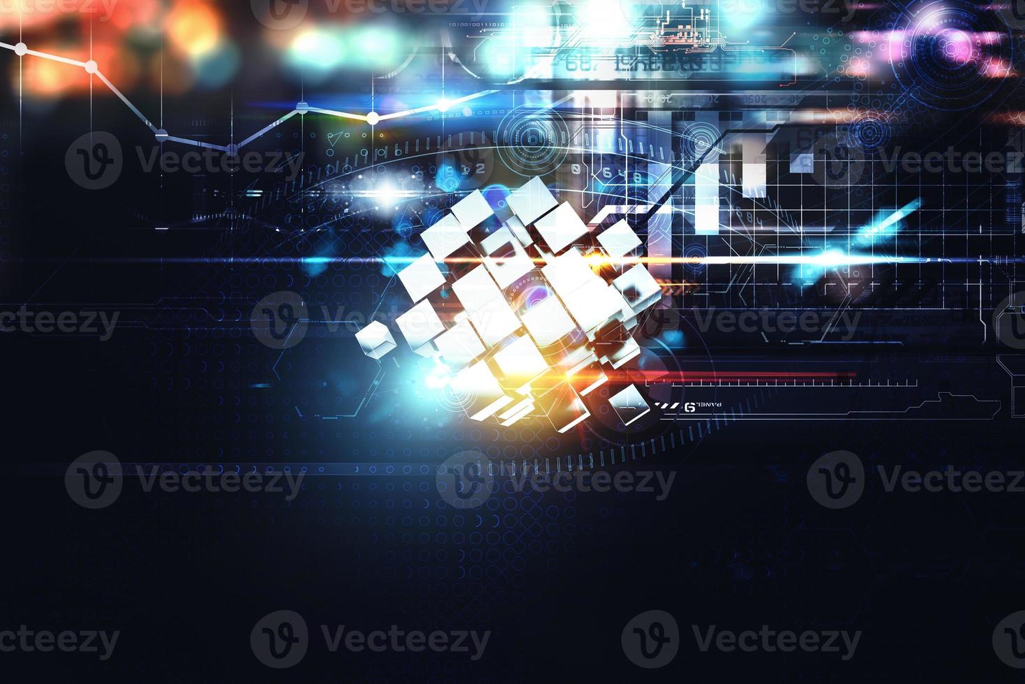Innovation in the digital world background. 3D Rendering photo